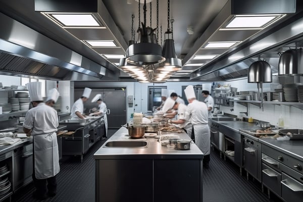 Cocina con chefs trabajando