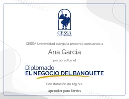 Diploma ejemplo Negocio del banquete