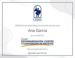 Curso Estandarización, costeo y conversión de recetas